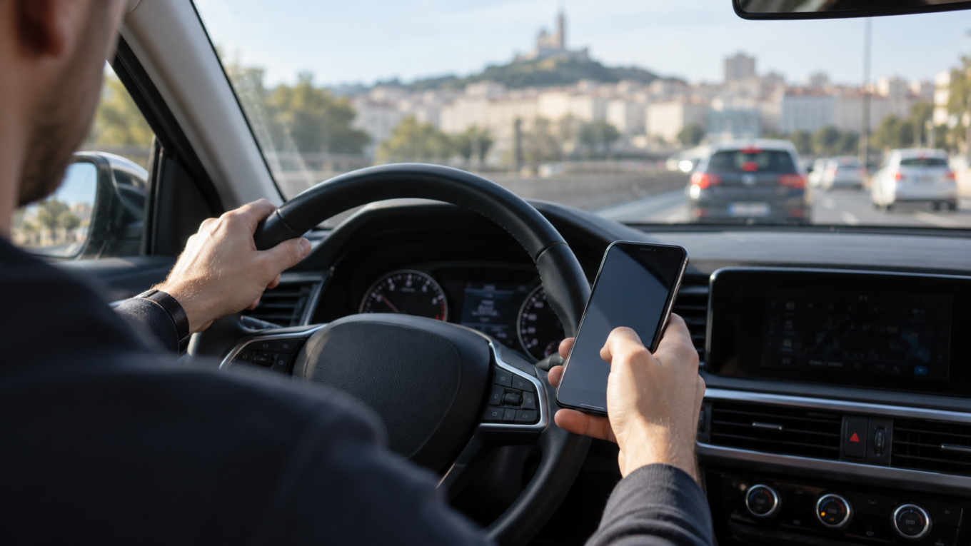Téléphone au volant : amende, retrait de points et suspension du permis